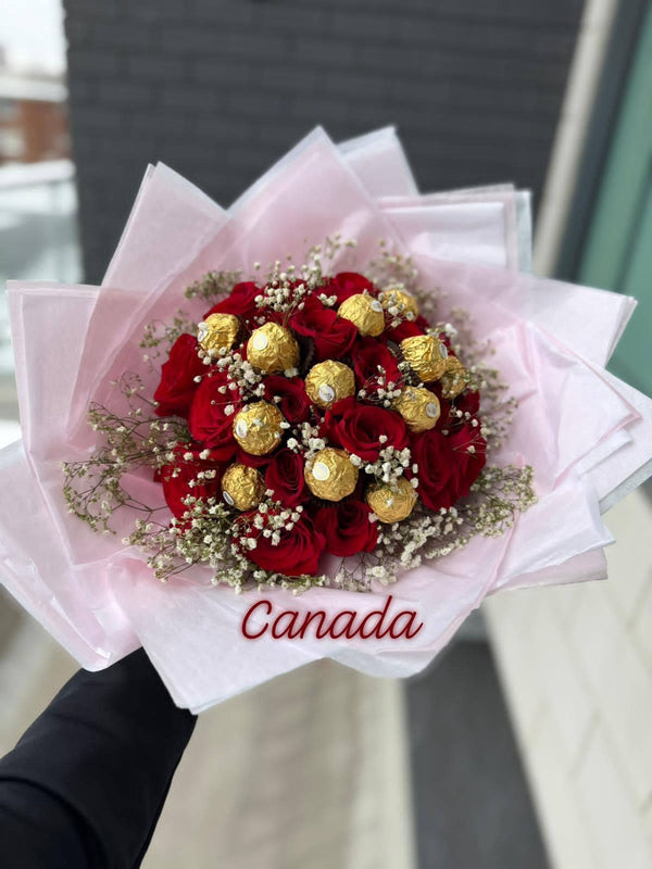 Red Rose ferrero rocher bouqet
